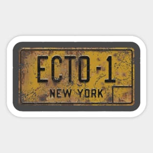 Ecto-1 Rusty and Weathered Licence Plate (Ghostbusters) Sticker